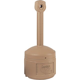 Justrite Smokers Cease-Fire Cigarette Butt Receptacle — 4-Gallon Capacity, Adobe Beige, Model# 26800B  Smoking Receptacles