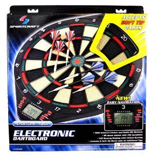 Sportcraft 1200 Electronic Dartboard with 25 Games, 176 Variations, Voice and Sound Effects, LCD Scoring Display, 6 Soft Tipped Darts and 12 Additional Tips Plus Mounting Kit Toys & Games