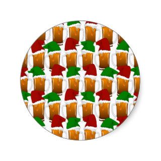 Christmas Beer Cheer Round Stickers