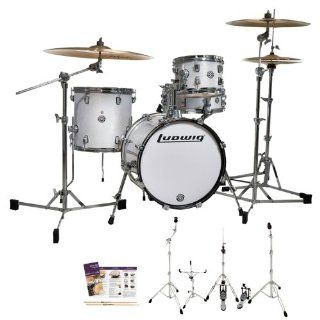 Ludwig LC179X028 Breakbeats by Questlove White Sparkle 4 Pc Shell Pack w/ Hardware Pack, Survival Guide & Drumsticks Musical Instruments