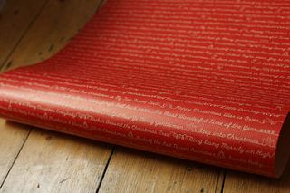 five sheets of red christmas songs gift wrap by allihopa