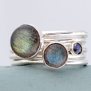 storm silver and labradorite handmade stacking rings by alison moore silver designs