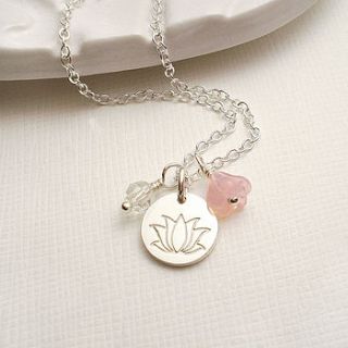 childrens silver lotus charm necklace by mia belle