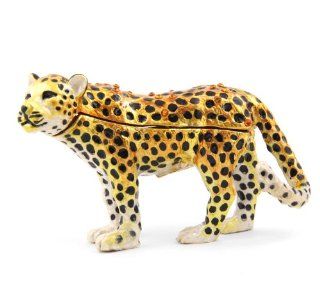 Objet D'Art Release #177 "The Amur Leopard" Critically Endangered Species Handmade Jeweled Metal & Enamel Trinket Box   Action Figure Accessories