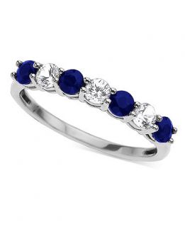 14k White Gold Ring, White and Blue Sapphire (1 ct. t.w.)   Rings   Jewelry & Watches