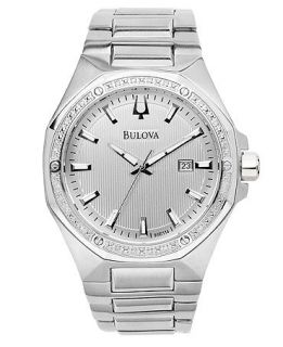 Bulova Mens Diamond Accent Stainless Steel Bracelet Watch 44mm 96E114   Watches   Jewelry & Watches