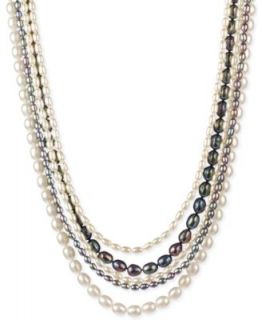 Pearl Necklace, 64 Silver Tone Thread and Cultured Freshwater Pearl Necklace (8 10mm)   Necklaces   Jewelry & Watches