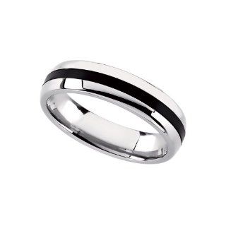 Stainless Steel Domed Wedding Band Ring with Black Rubber (Size 13 ) Rings Jewelry
