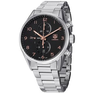 Tag Heuer Men's CAR2014.BA0799 'Carrera' Black Dial Stainless Steel Automatic Watch Tag Heuer Men's Tag Heuer Watches