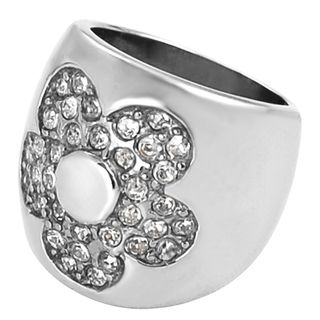 Journee Collection Stainless Steel Pave set Cubic Zirconia Flower Ring Journee Collection Cubic Zirconia Rings