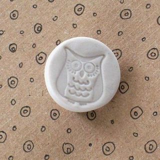 porcelain owl pin brooch by little brick house ceramics