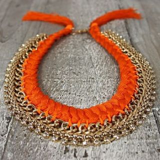 orange crystal choker necklace by my posh shop