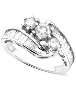 Diamond Ring, 14k White Gold Three Stone Diamond Ring (1 ct. t.w.)   Rings   Jewelry & Watches
