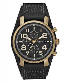 Fossil Mens Chronograph Vintaged Bronze Black Leather Strap Watch DE5008   Watches   Jewelry & Watches