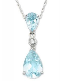10k White Gold Pear Cut Aquamarine Pendant   Necklaces   Jewelry & Watches
