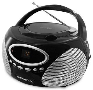Magnasonic MAG MA173K Portable Stereo CD Player Boombox with LED Display, AM/FM Radio & 3.5mm  Auxiliary Input Jack   Players & Accessories