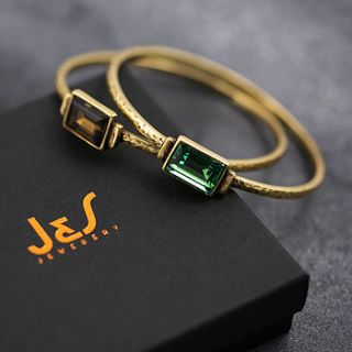 hammered bangle made with swarovski crystals by j&s jewellery