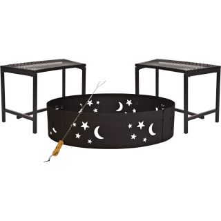 CobraCo Evening Sky Fire Ring Kit — Includes Fire Ring, 2 Benches and Grilling Fork, Model# STARRINGKIT  Firepits   Patio Heaters
