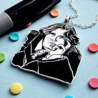 oscar wilde hand illustrated necklace by raspberry finch