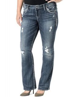 Silver Jeans Plus Size Aiko Destructed Bootcut Jeans, Indigo Wash   Jeans   Plus Sizes
