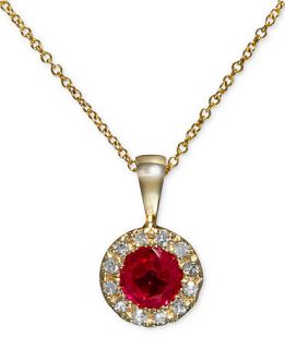 Gemma by EFFY Ruby (3/8 ct. t.w.) and Diamond Accent Circle Pendant in 14k Gold   Necklaces   Jewelry & Watches