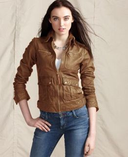 Tommy Hilfiger Jacket, Princeton Leather Zip Up Moto   Coats   Women