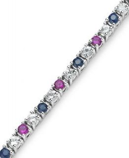Sterling Silver Bracelet, Ruby (1 1/5 ct. t.w.), Blue (1 1/3 ct. t.w.) and White Sapphire (2 1/2 ct. t.w.) Bracelet   Bracelets   Jewelry & Watches