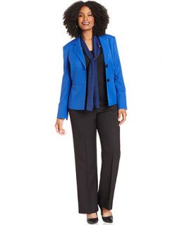 Le Suit Plus Size Contrast Blazer Pantsuit & Scarf   Suits & Separates   Plus Sizes