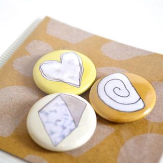 cheese badges set of three by becka griffin illustration