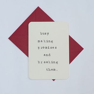 'busy making promises' card by mardy mabel
