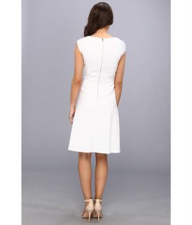 Calvin Klein Cap Sleeve Solid Aline Lux Fress Dress White