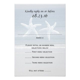 Seaside Starfish Wedding Menu Reply Card