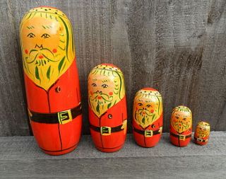 father christmas wooden russian doll set by yatris home and gift