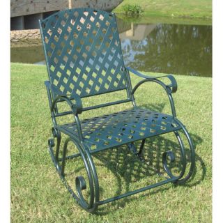 Diamond Lattice Wrought Iron Patio Rocking Chair