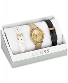GUESS Watch, Womens Peach Glitter Patent Leather Strap 45mm U0155L1   Watches   Jewelry & Watches