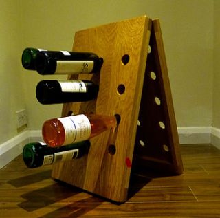 handmade solid oak wine rack by red thumb print