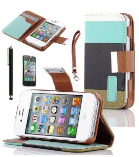 XYUN Colorful Pu Leather Wallet Type Magnet Design Flip Case Cover for Iphone 4 4g 4s with Free Screen Protector+ Stylus Cell Phones & Accessories