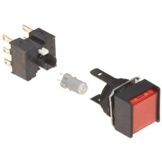Omron A165L ARM 24D 2 Two Way Guard Type Pushbutton and Switch, Solder Terminal, IP65 Oil Resistant, 16mm Mounting Aperture, LED Lighted, Momentary Operation, Square, Red, 24 VDC Rated Voltage, Double Pole Double Throw Contacts Electronic Component Pushbu