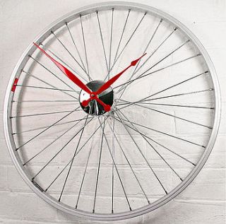 bicycle wheel clock 57 cm red by vyconic