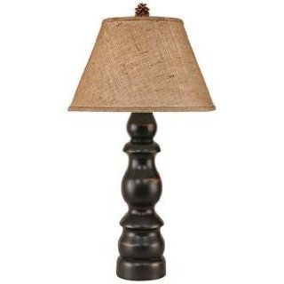 Distressed Black with Burlap Shade Table Lamp    