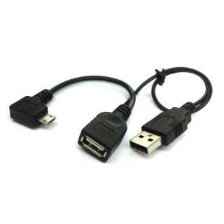 CY U2 165 LE Left angled 90degree Micro USB OTG Cable W/ power for i9100 i9300 i9220 N7100 Cell Phones & Accessories