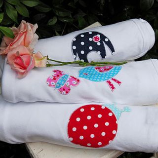 organic cotton wrap with applique by anna&sally