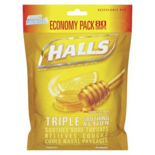 Halls Honey/Lemon Cough Drops   80 Count