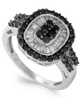 Sterling Silver Black (5/8 ct. t.w.) and White Diamond (3/8 ct. t.w.) Ring   Rings   Jewelry & Watches