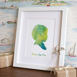personalised watercolour silhouette print by cat's print shop