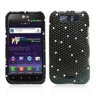 Aimo Wireless LGMS840PCDI161 Bling Brilliance Premium Grade Diamond Case for LG Connect 4G LS840   Retail Packaging   Black Cell Phones & Accessories