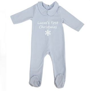 personalised baby's first christmas pyjamas by a for angels