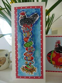 easter eggs and chicken card by clare carter designs