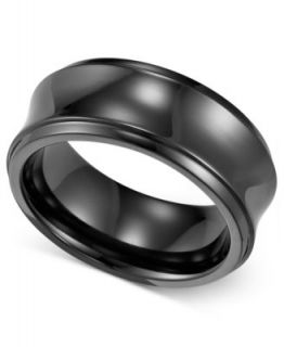 Triton Mens Titanium Ring, Black Silver Tone Wedding Band   Rings   Jewelry & Watches