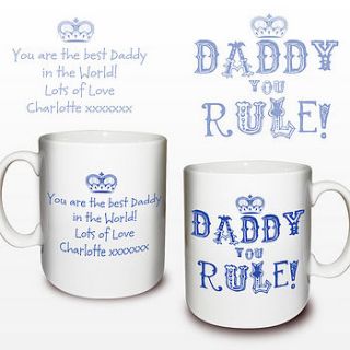 personalised 'daddy you rule' mug by the contemporary home